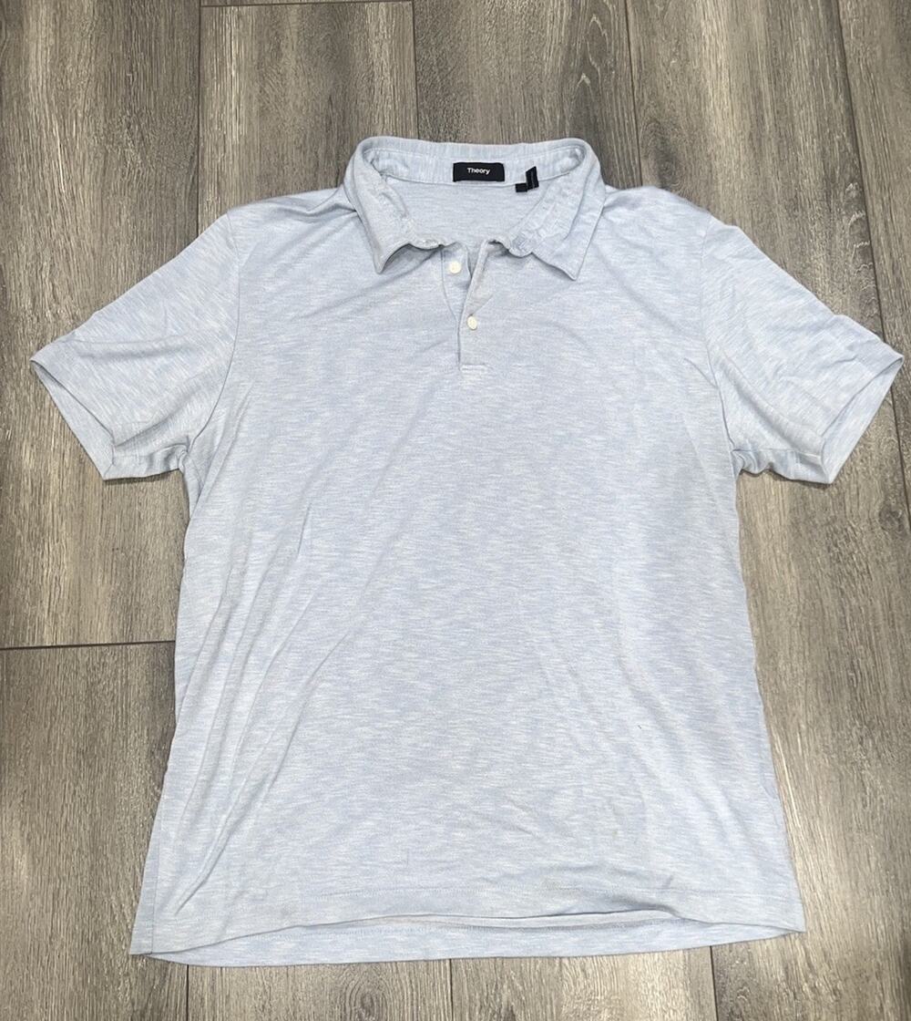 Theory Men's Bron C Polo Top t-sjirt collared Blue XL A006972